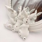 Shabby Chic White Bunny Rabbit Tabletop Mirror Distressed Easter Farmhouse Decor