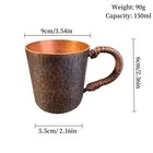 150ml Vintage Red Copper Coffee Cup Hand Engraving Hammer Texture Mug Tea Cup