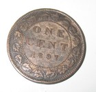 1897 Canadian Large One Cent Coin Canada Queen Victoria Penny