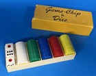 Vintage Game-chip   Dice Set 100 Poker Chips 5 Colors 3 Dice   100 Poker Chips
