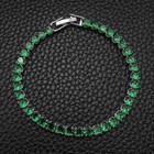 Tennis Bracelet Silver 4mm Round Simulated Green Emeralds 7 5   Long