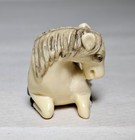 Vintage Netsuke Laying Horse Plastic Resin Figurine 2 x1 25  Collectibles