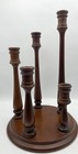 Vintage Wood Wooden 5 Arm Candelabra Hand Turned Wood Base For Tapers