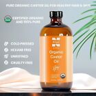 Organic Castor Oil - Cold Pressed hexane Free-  100  Pure   Certified-  16oz