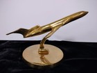 Vintage Solid Brass Airplane Desk Ornament Made In Korea