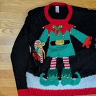 Holiday Time Double Ugly Christmas Sweater Wear With A Friend Santa And Elf New
