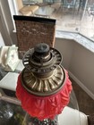 Antique  Gone With The Wind Puffy Ruby Satin Glass Lamp Base