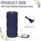 Braided Macrame Cord  3mm X 109 Yards Natural Cotton Rope With Scissors navy 
