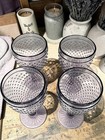 Set Of 4 Vintage Lilac Hobnail Water Goblets Purple Bubble Glass Wine Glasses