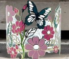 Bath   Body Works     Butterflies In The Pink Flower Garden    3 Wick Candle Holder