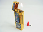 Working Dunhill Rollagas Lighter Mosaic Opal Gold W box   Flint   Adapter Etc