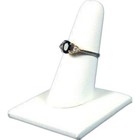 4 White Faux Leather Ring Finger Displays