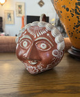 Early C 1910 Antique Mexican Pottery Face Figure