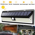 2x 118 Led Solar Power Wall Light Outdoor Pir Motion Sensor Garden Security Lamp