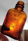 Hiram Walker Mini Vintage Canadian Whiskey Flask Amber Glass