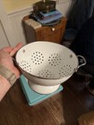 Vintage White Enameled Colander With Double Stainless Steel Handles 11  X 5 