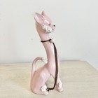Kreiss Co Cat Kitten Ceramic Spaghetti Figurine Pink Kitschy Mcm Japan 8    Vtg
