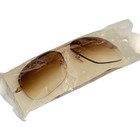 Vtg 70 s Aviator Rimless Sunglasses Gold Frame Gradient Amber Lens Mip - A1298