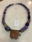Antique And Vintage Trade Bead Necklace With Hand Carved Totem Box