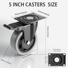 Casters Set Of 4 Heavy Duty 5 Inch Caster Wheels With Brakes  Swivel Top Plate C