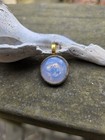 Repurposed Victorian Pink Opal Glass   Metal Dog Head Button Pendant Ooak