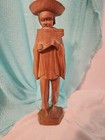Wood Carving Statue  Folk Art  Playing Flute South American Mexican Hand Made