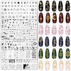 6 Pcs Sun Moon Star Nail Plates Stamping Set - Groovy Stamp Templates Nail Art
