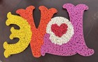 Love Vintage Melted Plastic Popcorn Wall  18 X 12 Sign 1970   s Hippy Art