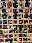 Handmade Crochet Floral Granny Square Afghan Throw Blanket Vintage White 46x61   
