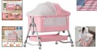 Adjustable Pink Baby Crib Co-sleeper With Easy Storage - Ideal For Infants