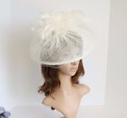 Jumbo Church Derby Wedding Feather Floral Sinamay Fascinator Ivory 511