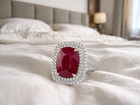 6 50 Ct Cushion Cut Natural Ruby Diamond Anniversary Ring 14k White Gold Sz 8