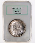 1935 George V Canada Silver Dollar Ngc Ms-64 Vintage Oh  Ngc Fatty      
