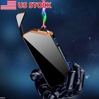 Dual Arc Plasma Electric Lighter Usb Rechargeable Flameless Windproof Black 