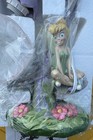 Rare Disney Tinkerbell Sitting On Leaf Lavender Tulip Flower Table Lamp Vintage
