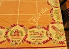 Vintage Florida Souvenir Tablecloth Pink White Purple Blue Attractions 50  Flaw