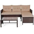 3pc Rattan Furniture Set Outdoor Patio Couch Sofa Wicker Set