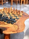 Handmade Olive Wood Chess Board Only     Rustic Wooden Checkers Board 14 x16 