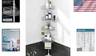 Corner Shower Caddy Tension Pole 4-tier Adjustable Bathroom Organizer Silver