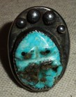 Huge Vintage Zuni Great Carved Frog Turquoise Sterling Silver Ring Size10 5 Vafo