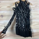 Weissman Dance Costume Girl Ic 7 8 Another One Bites The Dust Black Sequin 11548