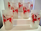 Libbey Frosted Mcm Equestrian Race Highball Glass Set Of 7  5 1 2 
