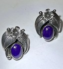 Vintage 925 Sterling Silver   Jelly Sugilite Earrings By Lorenzo Secatero Navajo