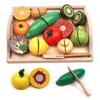 Wooden Cutting Fruit Vegetables Set For Kids - Pretend Play Food Toy Set With   
