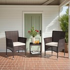 3 Piece Outdoor Patio Set Wicker Rattan Chairs With Coffee Table Dark Brown