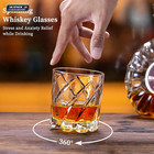 Whiskey Glasses Set Of 2  Rotatable Old Fashioned Glass  Bourbon  Cocktail  Rock