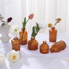 6 Gold Decorative Glass Flower Vases Embossed Vintage Design Party Decorations