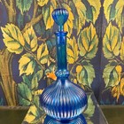 Vintage Cobalt Blue Empoli Glass Genie Bottle Decanter With Stopper Mid Century