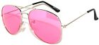 Pink Lens Aviator Style Women Men Sunglasses Silver Metal Framr 90 Shades Uvb