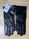 Size 6 1 2 New Bloomingdale s Black Leather Gloves With Cashmere Lining   88